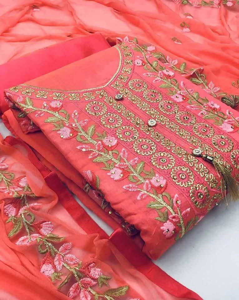 প্রিমিয়াম সিকোয়েন্স এমব্রয়ডারি জর্জেট সালোয়ার কামিজ